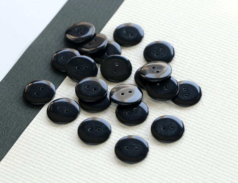 GANSSIA 150pcs 18mm (0.72 inch) Small Size Black Buttons for Sewing 2 Holes Button for Garments Sewing or DIY Crafts Scrapbooking - Image 2